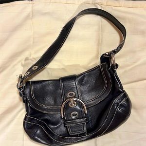 Coach black leather shoulder bag